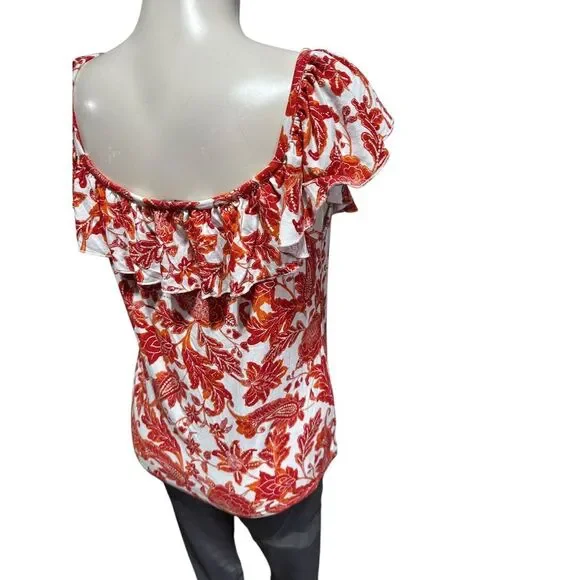 Tommy Hilfiger Women's Blouse Top Shirt Size L Floral‎ Paisley Ruffle - Picture 6 of 11